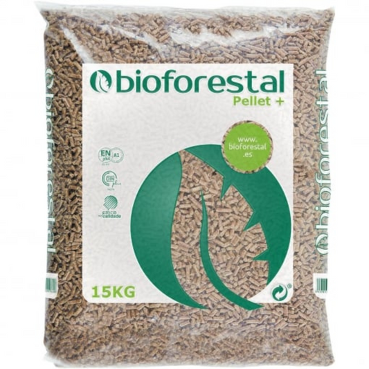 Pallet de Pellets de Biomasa Forestal (Sacos de 15 kg)