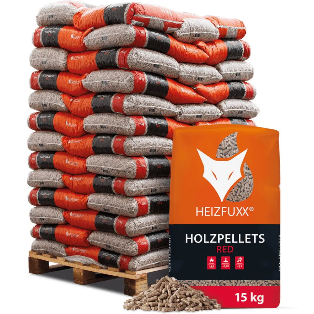Pellets de madera Palet Heizfuxx Rojo – 65 sacos de 15 kg